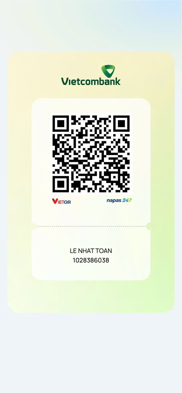 Mã QR Vietcombank của Lê Nhật Toàn, số tài khoản 1028386038